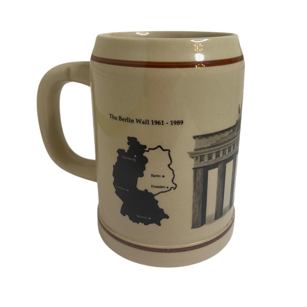 Vintage German Pottery‎ Beer Stein Berlin Wall Brandenburg Gate W. Germany 90's